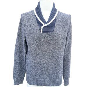 Banana Republic SZ M Slim Fit Cotton Blue Heather Shawl Collar Men's Sweater